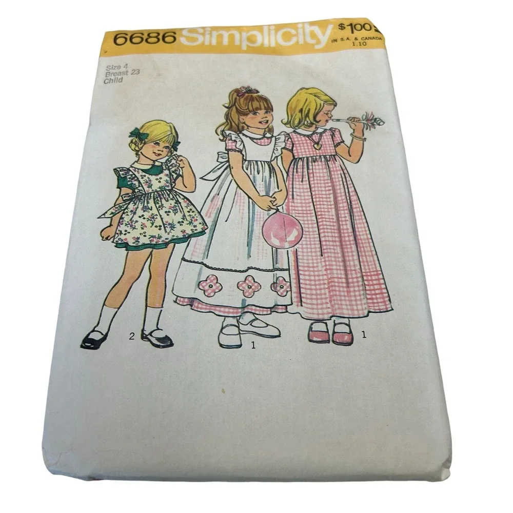 Simplicity Vintage 1970's Pattern #6686 Girls Dress/Pinafore 2 Lengths‎ Size 4
